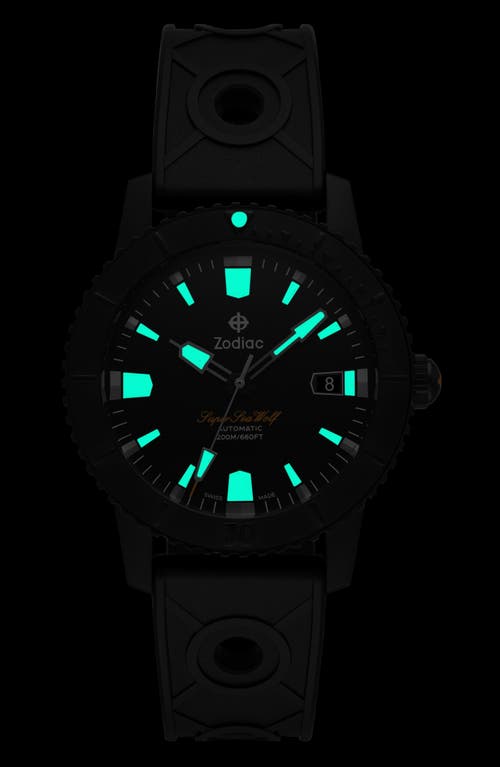 Shop Zodiac Super Sea Wolf Rubber Strap Watch, 40mm In Black