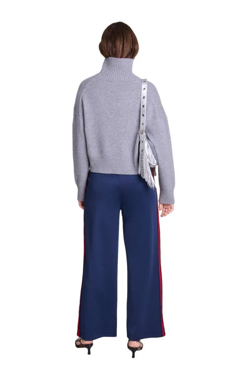 Shop Maje Striped Trousers In Navy