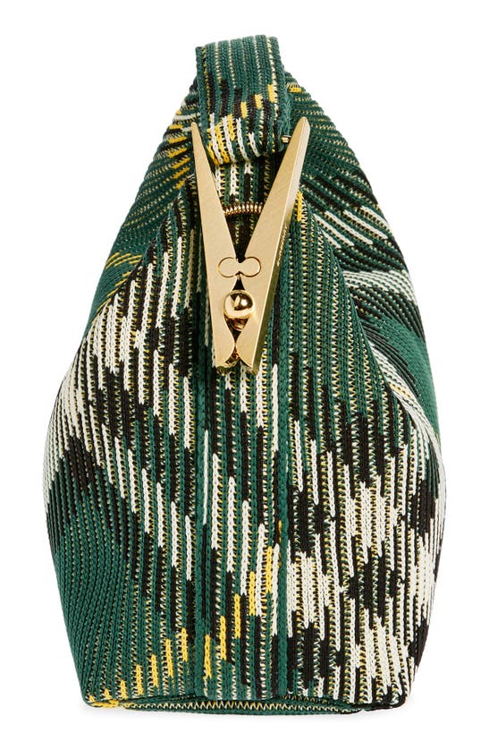 Shop Burberry Mini Check Hobo Bag In Ivy