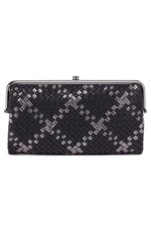 Hobo Lauren Leather Double Frame Clutch In Black Metallic Woven