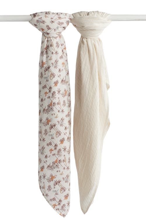 Shop Nordstrom 2-pack Assorted Muslin Swaddles In Beige Dino Forest Pack