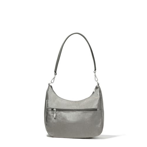Baggallini Modern Pocket Half Moon Crossbody Shoulder Bag In Sterling Shimmer