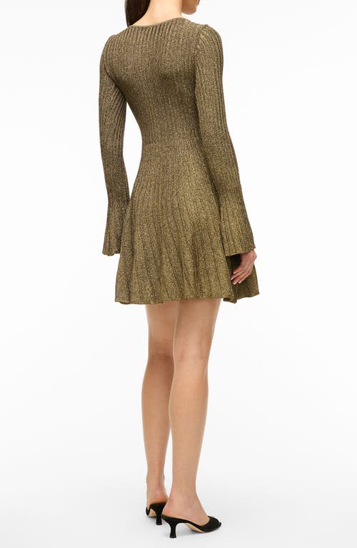 STAUD STAUD RAQUEL METALLIC LONG SLEEVE SWEATER DRESS 