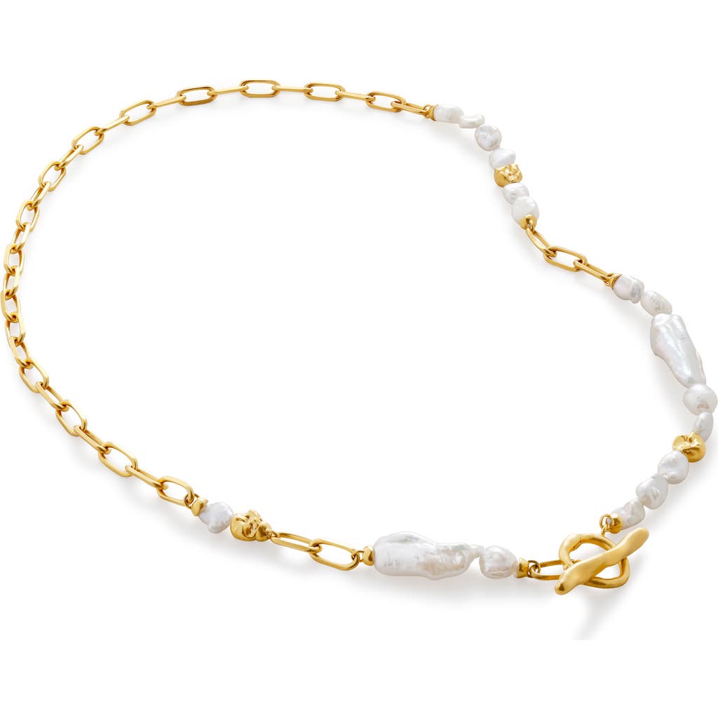 Monica Vinader X Amy Powney Keshi Pearl Necklace In 18ct Gold Vermeil/pearl