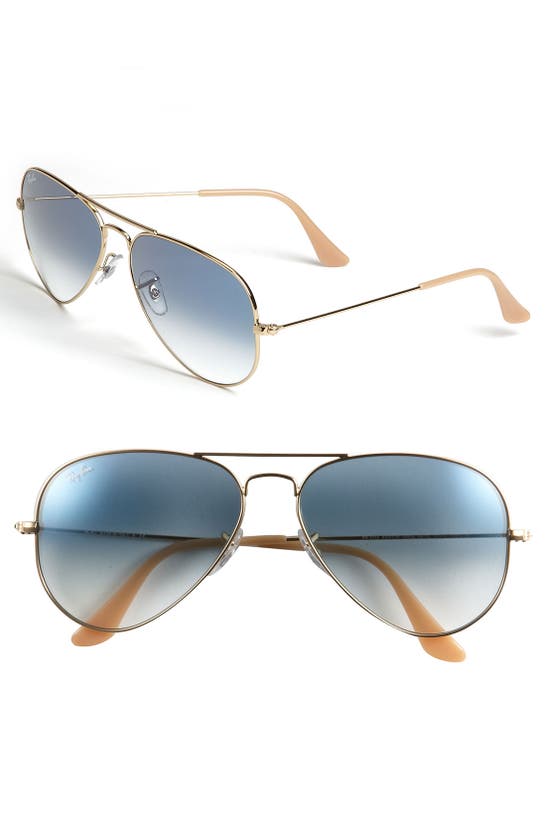 Ray Ban 58mm Aviator Sunglasses In Gold/ Blue Gradient