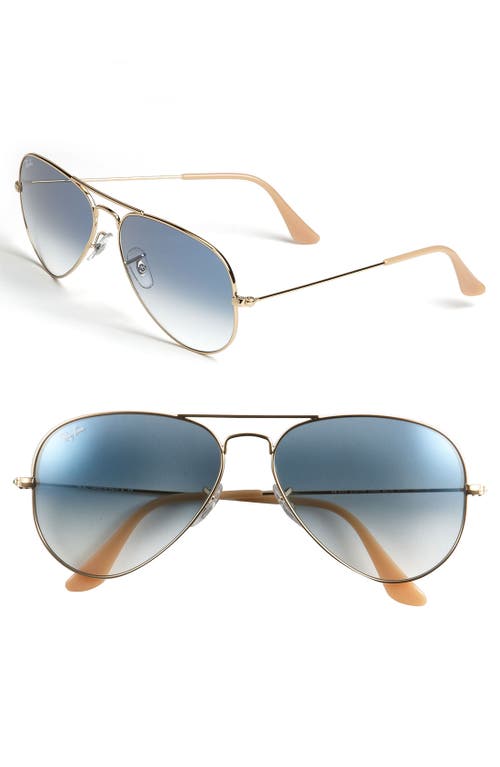 58mm Aviator Sunglasses in Gold/Blue Gradient
