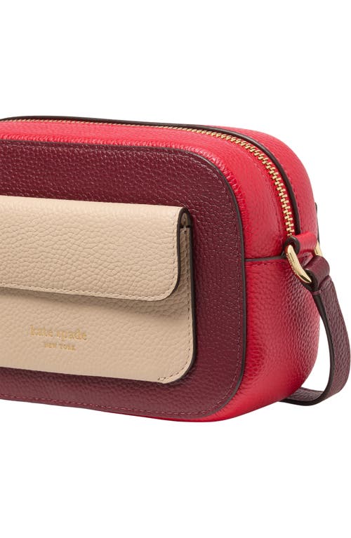 Shop Kate Spade New York Ava Colorblock Leather Crossbody Bag In Cherry Juice Multi