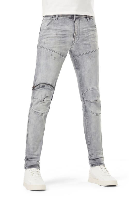 5620 3D Zip Knee Distressed Skinny Jeans in Vintage Oreon Grey Destroyed