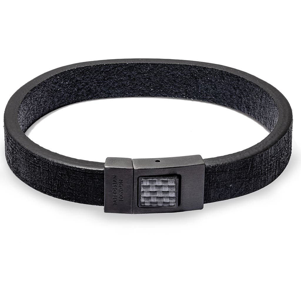 Tateossian Leather & Carbon Fiber Bracelet In Black