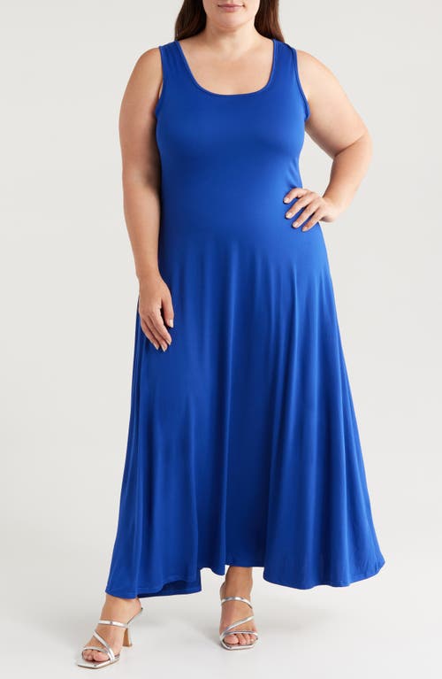 24seven Comfort Apparel Stretch A-line Tank Dress In Lapis