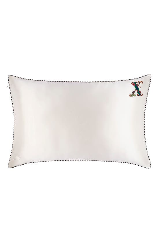 Slip Embroidered Pure Silk Queen Pillowcase In X