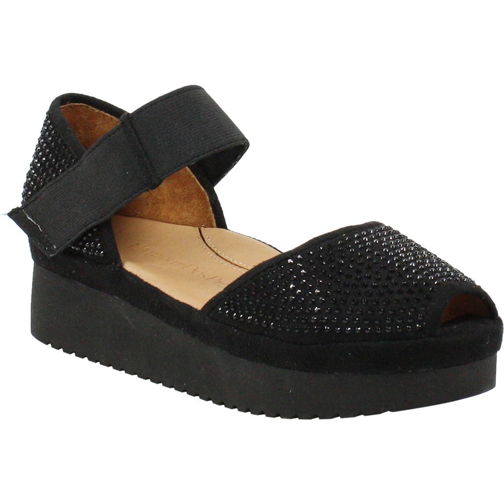 L'amour Des Pieds Amadour Platform Sandal In Black Suede/stones