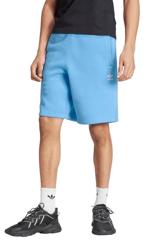 Shop Adidas Originals Trefoil Essentials Sweat Shorts In Semi Blue Burst