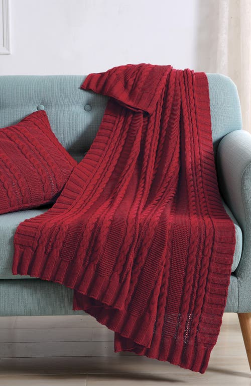 Vcny Home Dublin Cable Knit Throw Blanket In Red