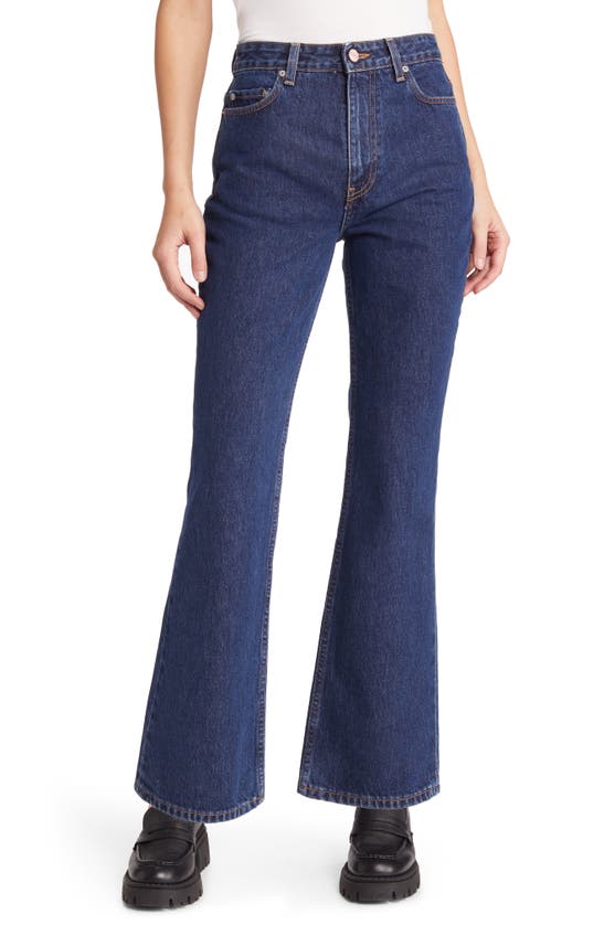 Ganni Betzy Organic Cotton Flare Jeans In Dark Blue Stone | ModeSens