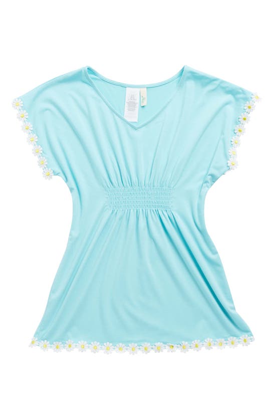 Hobie Kids' Daisy Smocked Cover-up Dress In Mint