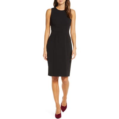 Petite Vince Camuto Sleeveless Crepe Sheath Dress, Black