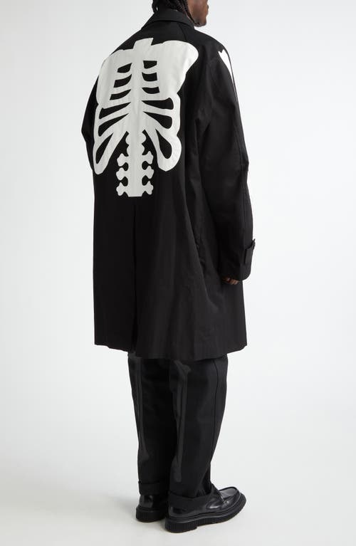 Takahiromiyashita The Soloist Takahiromiyashita Thesoloist. Sotien Bone Appliqué Car Coat In Black X White Bone