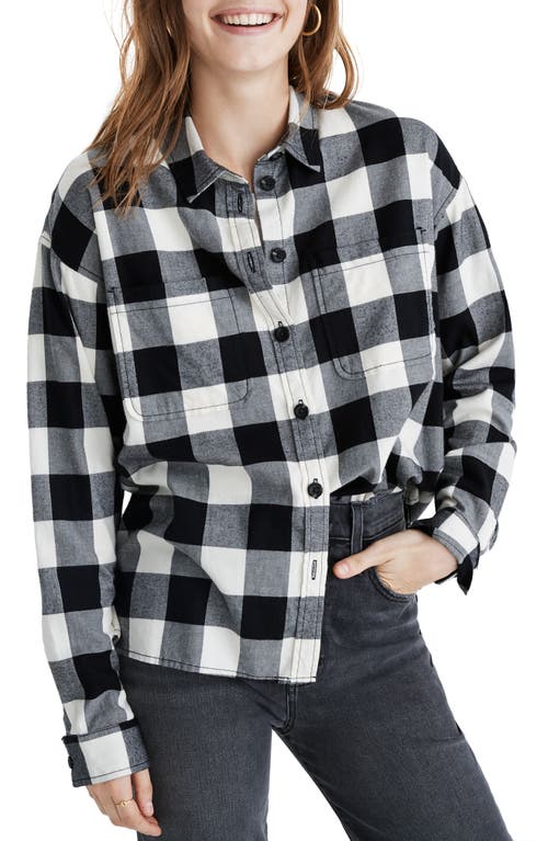 Madewell Buffalo Check Flannel Shirt Jacket in Big Triple True Black at Nordstrom, Size Medium