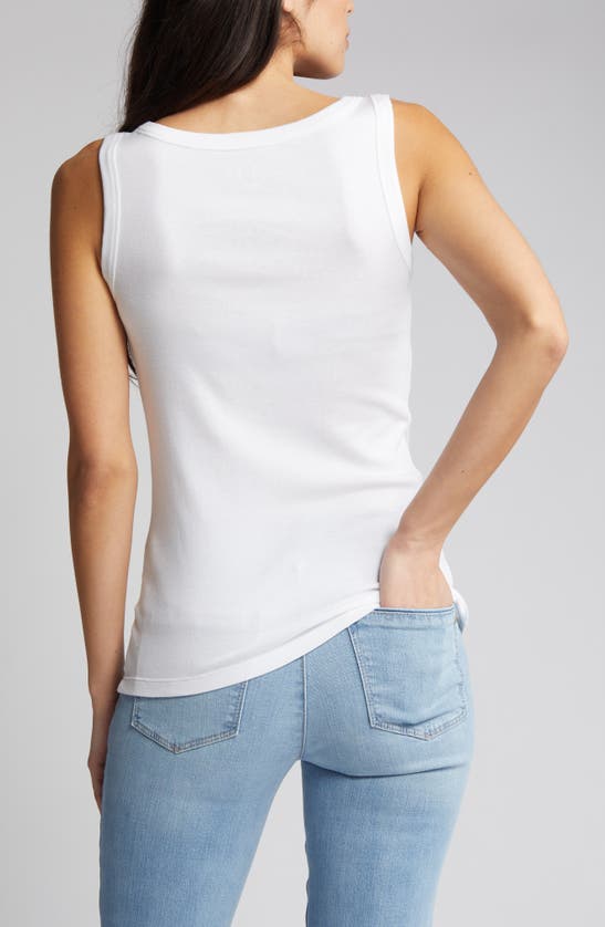 Caslon V-neck Organic Cotton Blend Tank Top In White