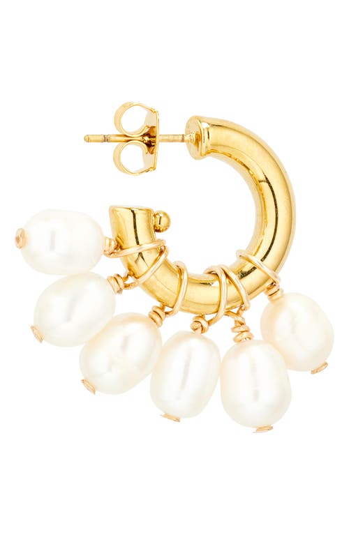 Shop Eliou Éliou Calvin Pearl Embellished Hoop Earrings In Gold Plated