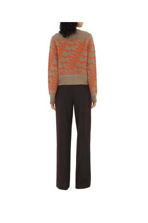 Burberry Cropped Fox Wool Sweater In Linden/orange
