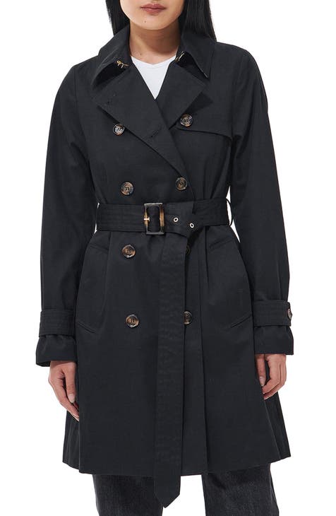 Leather Accent Double-Breasted Coat - Women - Ready-to-Wear