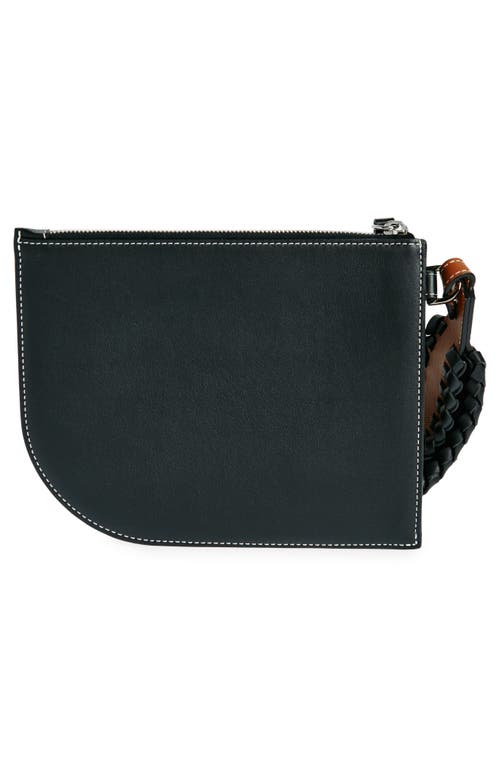 Shop Strathberry X Collagerie Leather Wristlet Pouch In Black/chestnut