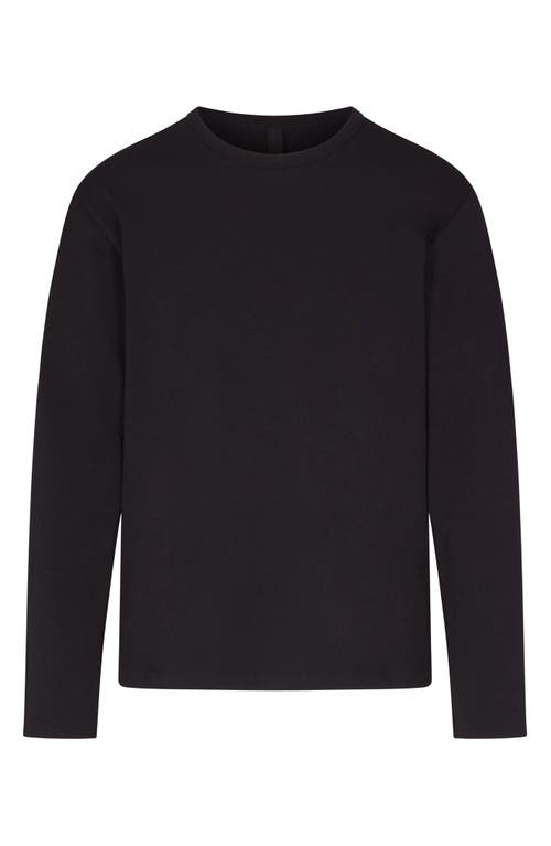 Shop Skims Relaxed Long Sleeve Jersey T-shirt In Obsidian