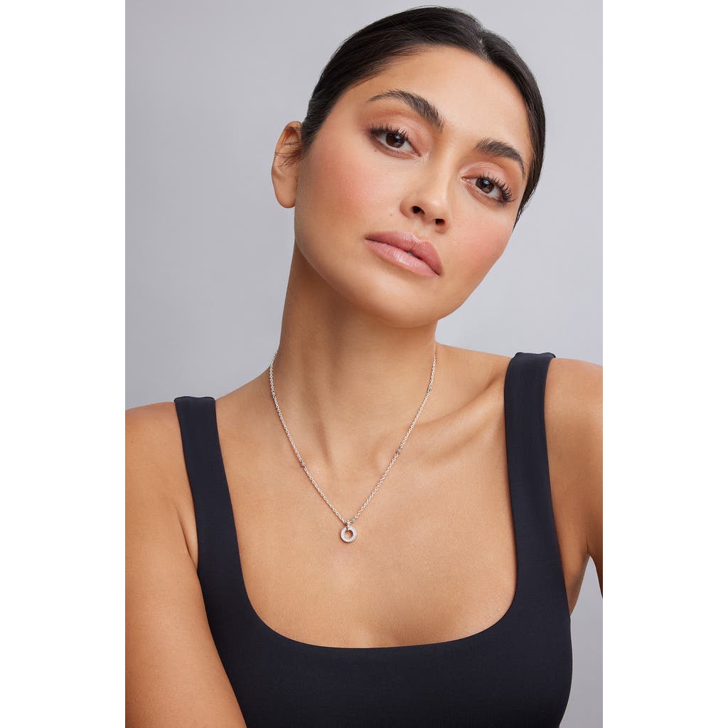 Lagos Caviar Spark Diamond Open Circle Pendant Necklace In Diamond/silver