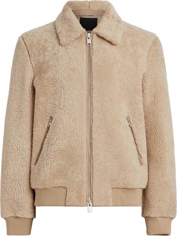 AllSaints Charlie Genuine Shearling Zip Jacket Nordstrom