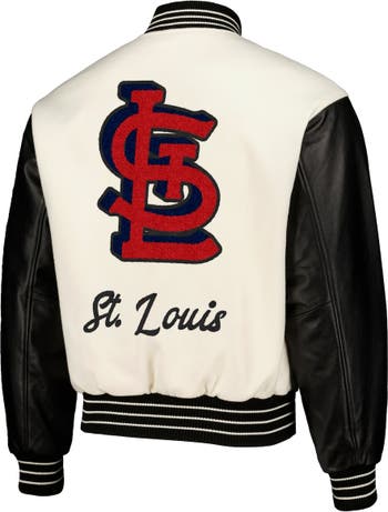 Men's Pleasures White St. Louis Cardinals Full-Snap Varsity Jacket Size: Medium