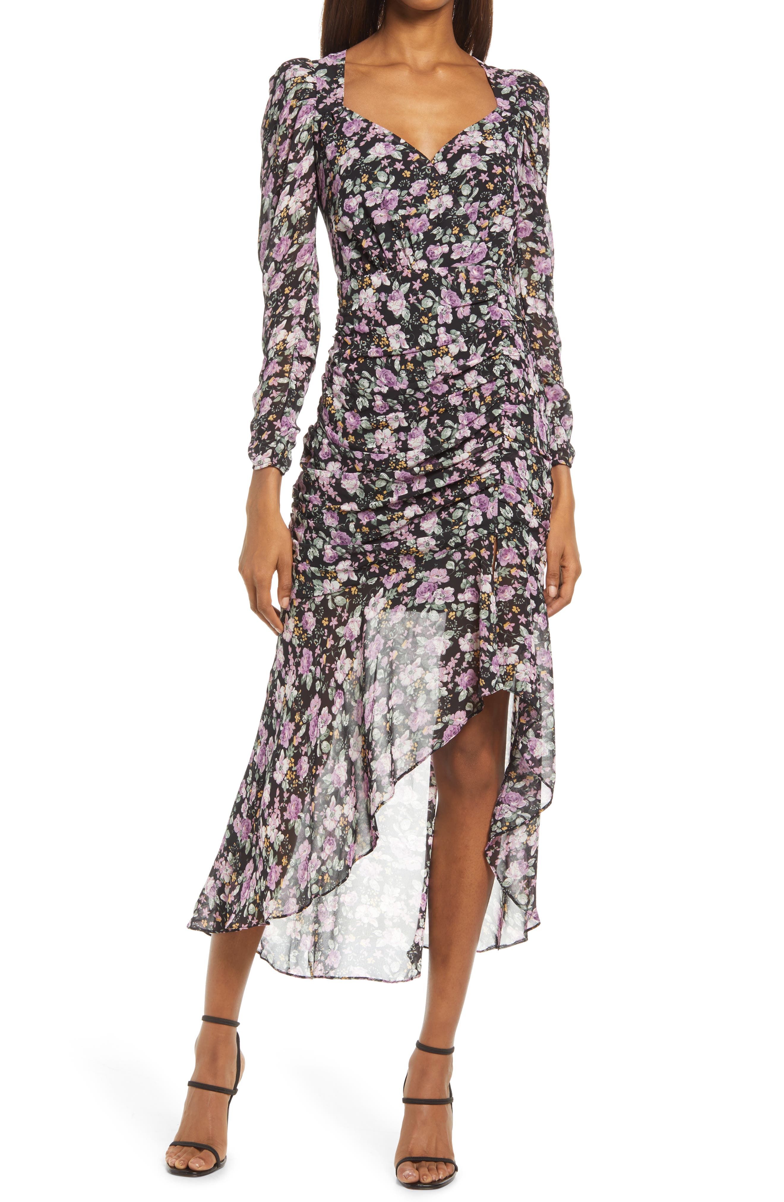 floral ruffle chiffon dress floret studios