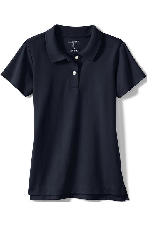 Shop Lands' End School Uniform Girls Short Sleeve Feminine Fit Interlock Polo Shirt In Classic Navy