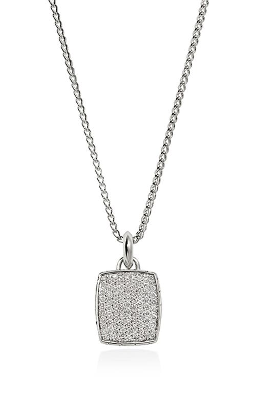 John Hardy Men's Tag Short Diamond Pendant Necklace in Silver at Nordstrom, Size 22