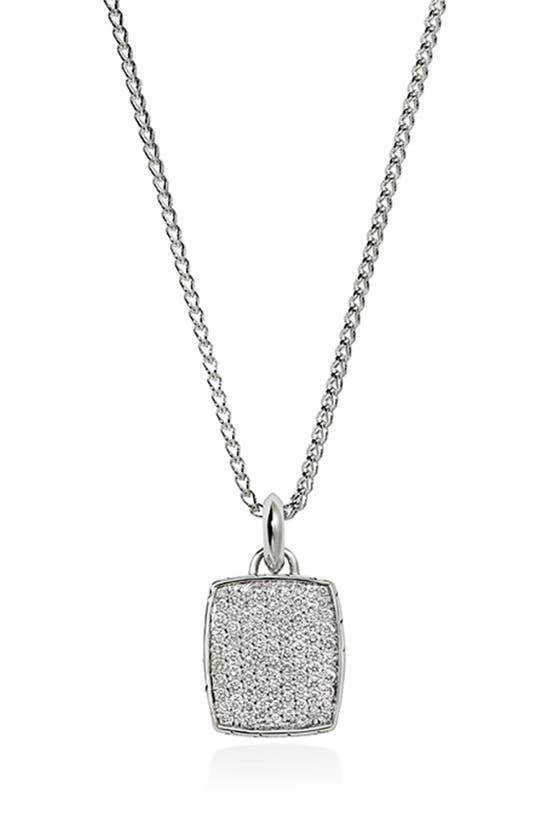 Shop John Hardy Tag Short Diamond Pendant Necklace In Silver