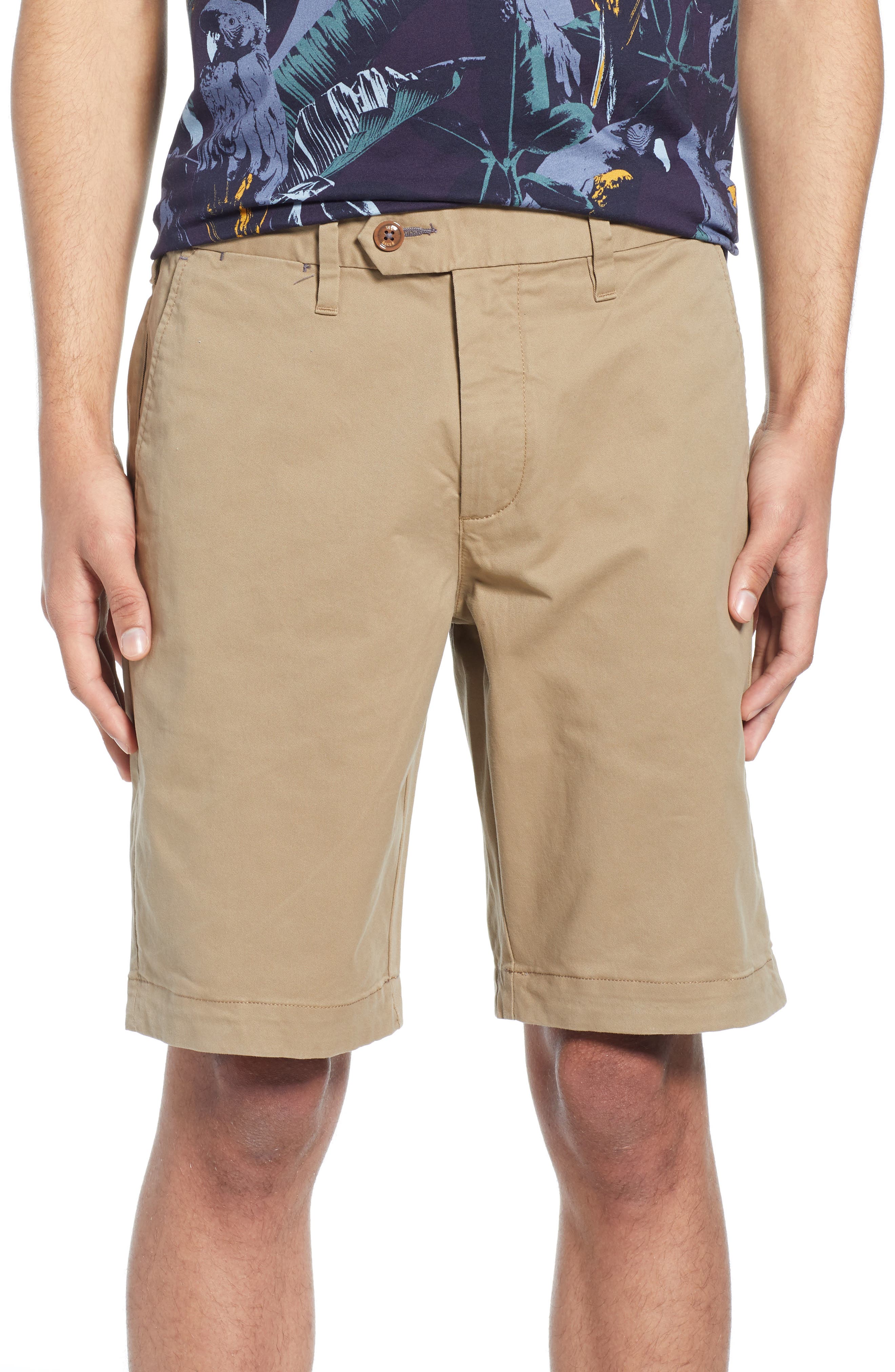 Ted Baker Selshor Slim Chino Shorts In Brown Overflow