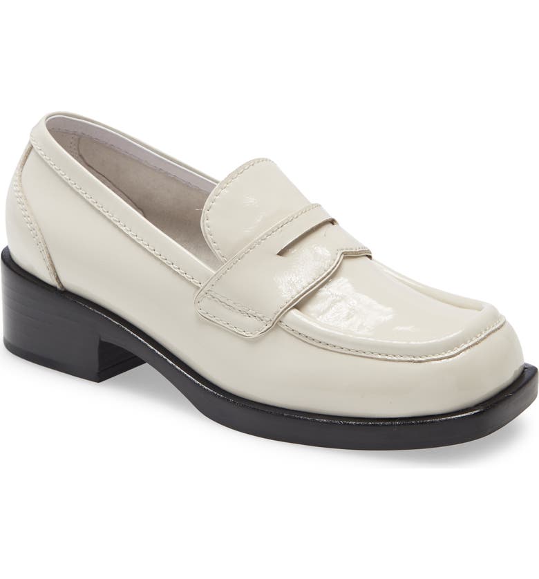 JEFFREY CAMPBELL Sorbonne Penny Loafer, Main, color, IVORY CRINKLE PATENT