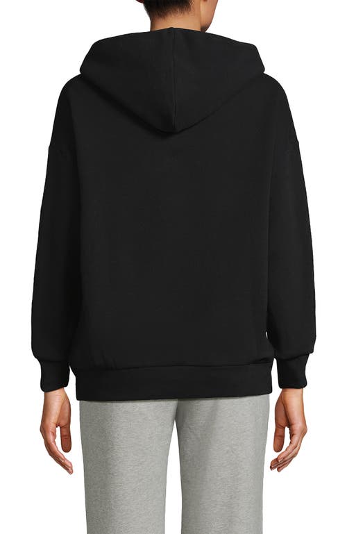 Shop Lands' End Serious Sweats Relaxed Long Sleeve Hoodie Sweatshirt In Black