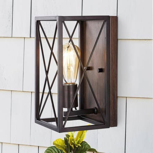 Jonathan Y Norris 1-light Farmhouse Rustic Iron Led Sconce In Oil Rubbed Bronze