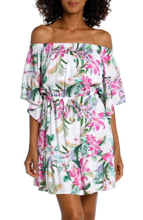 Mystic Off the Shoulder Cover-Up Minidress in Multi