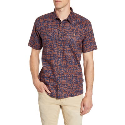 Patagonia Back Step Regular Fit Short Sleeve Shirt, Blue