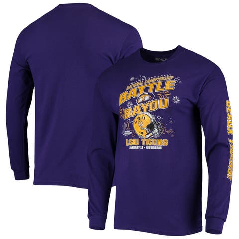 Men's Starter Purple/Gold LSU Tigers Old School Football Long Sleeve T-Shirt