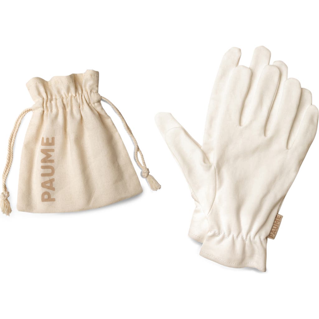 Paume Cotton Overnight Gloves In Beige