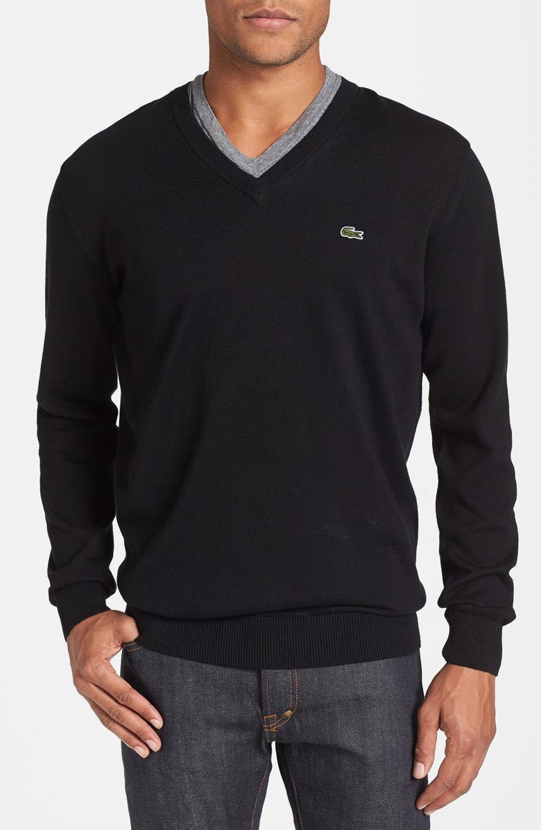 Lacoste Cotton V-Neck Sweater | Nordstrom
