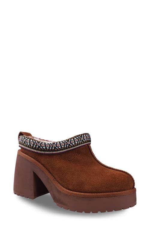 Candie's Leora Platform Clog in Chestnut Suede 