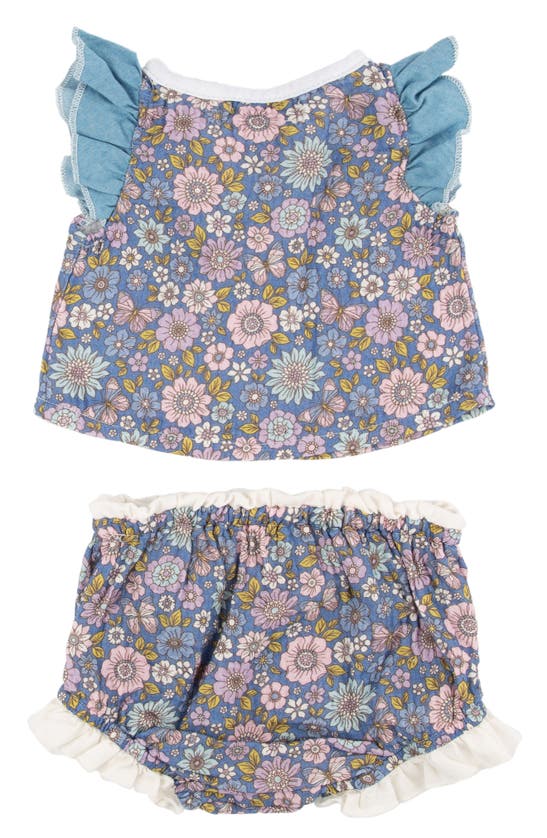 Shop Miki Miette Kacey Floral Ruffle Top & Bloomers Set In Topanga