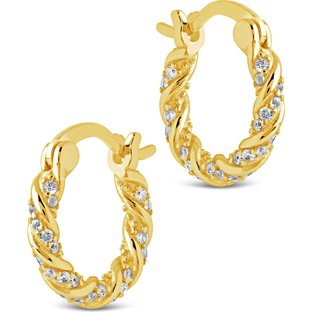 Sterling Forever Ruthi Cz Twist Hoop Earrings In Gold