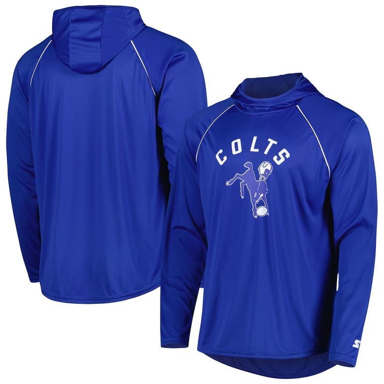 Men's Starter Royal Los Angeles Rams Raglan Long Sleeve Hoodie T-Shirt