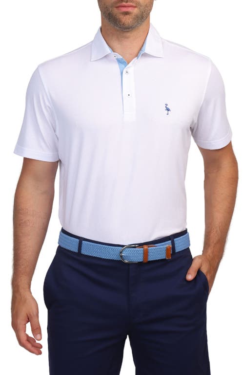 Tailorbyrd Melange Mesh Performance Polo Shirt In White